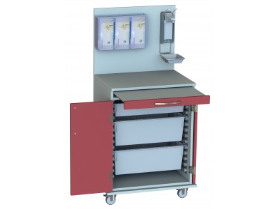 Infektionsschutzwagen  TECO mit Trägerwänden für Module offen